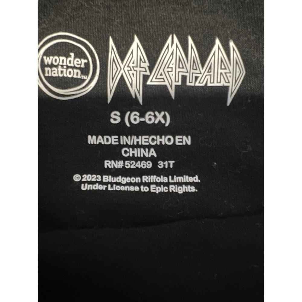 Def Leppard Shirt Youth 6-6X Black Leopard Graphic Rock Band Tee Kids Tour - Picture 4 of 5